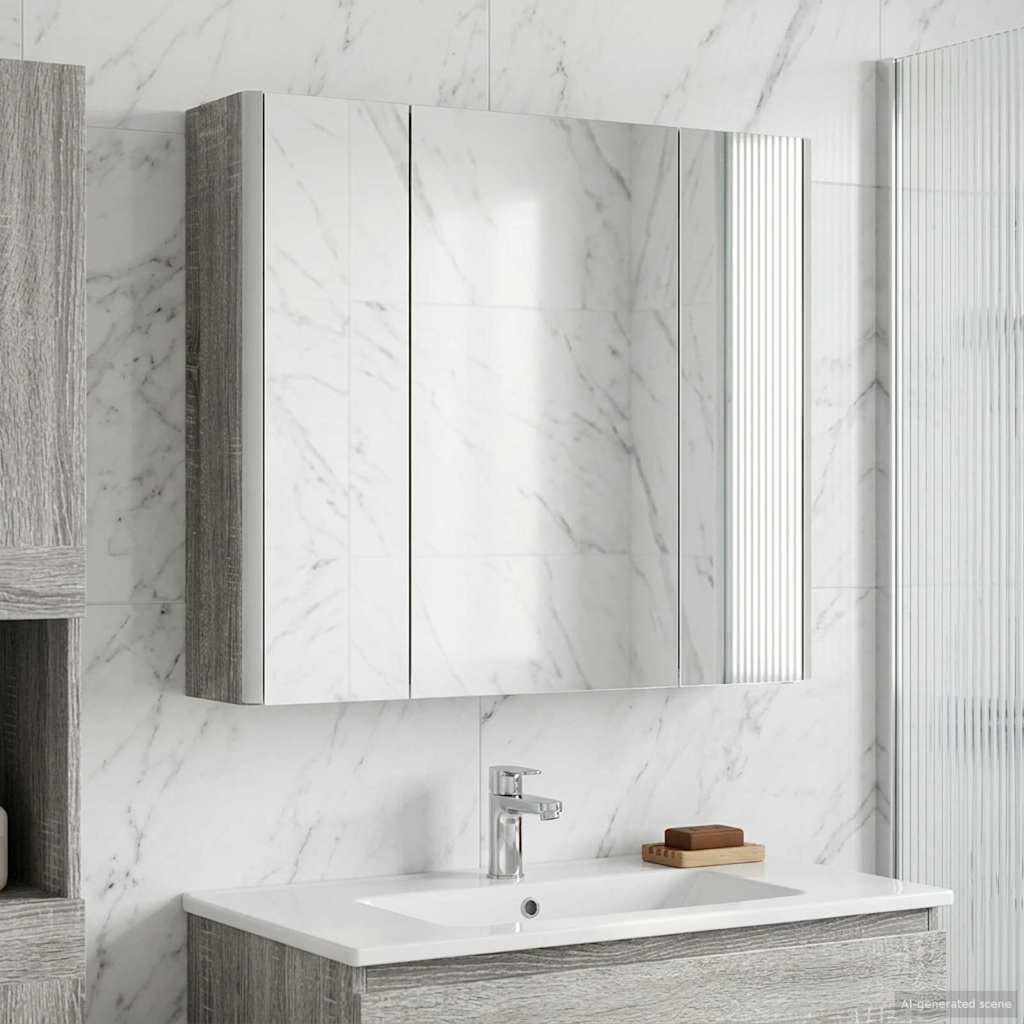 Mobiletto per specchio da bagno Grigio Sonoma | homemem39