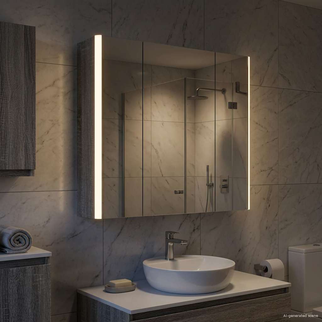Mobiletto per specchio da bagno Grigio Sonoma