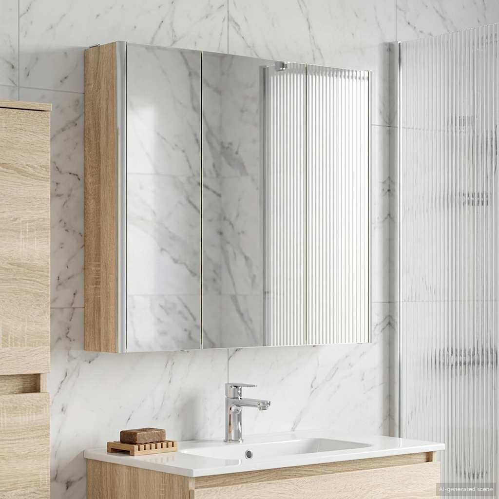 Mobiletto per specchio da bagno con lo scaffale Rovere Sonoma