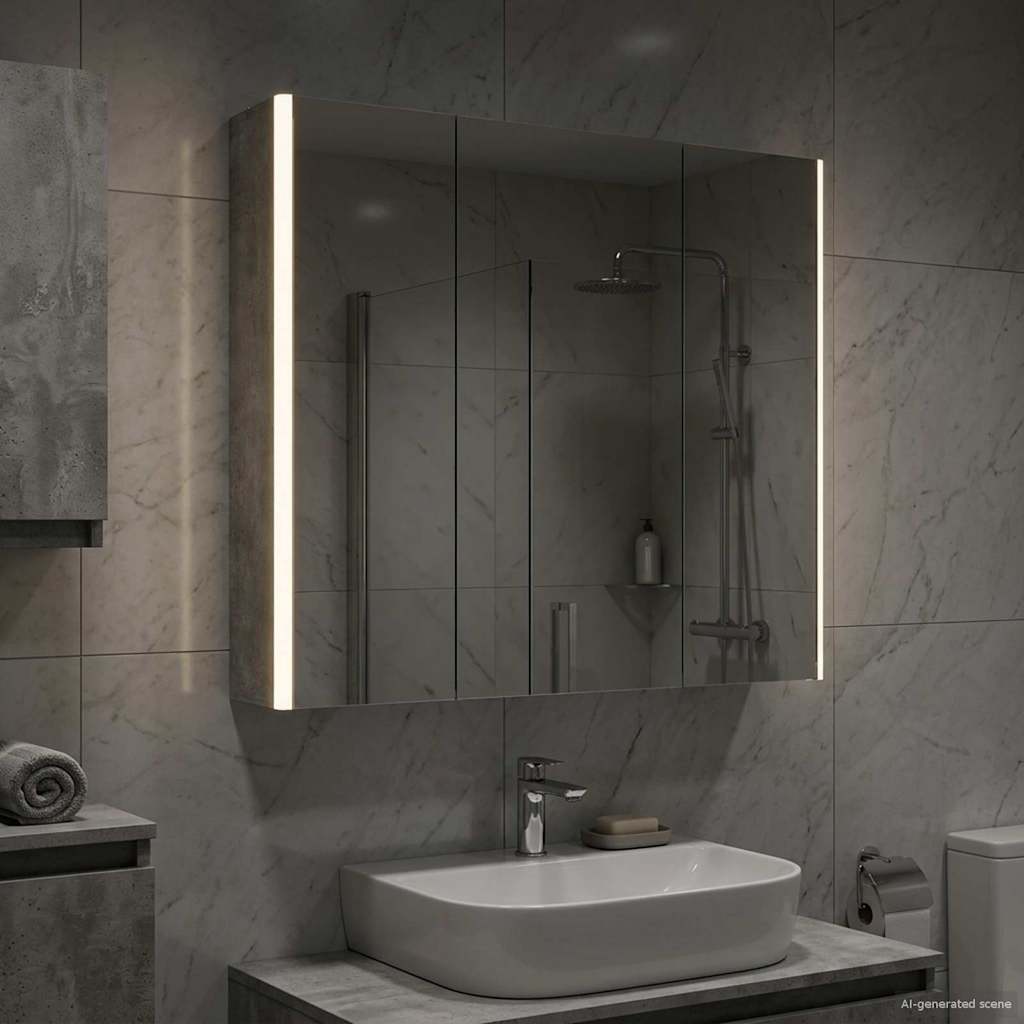 Mobiletto per specchio da bagno con lo scaffale Grigio cemento | homemem39