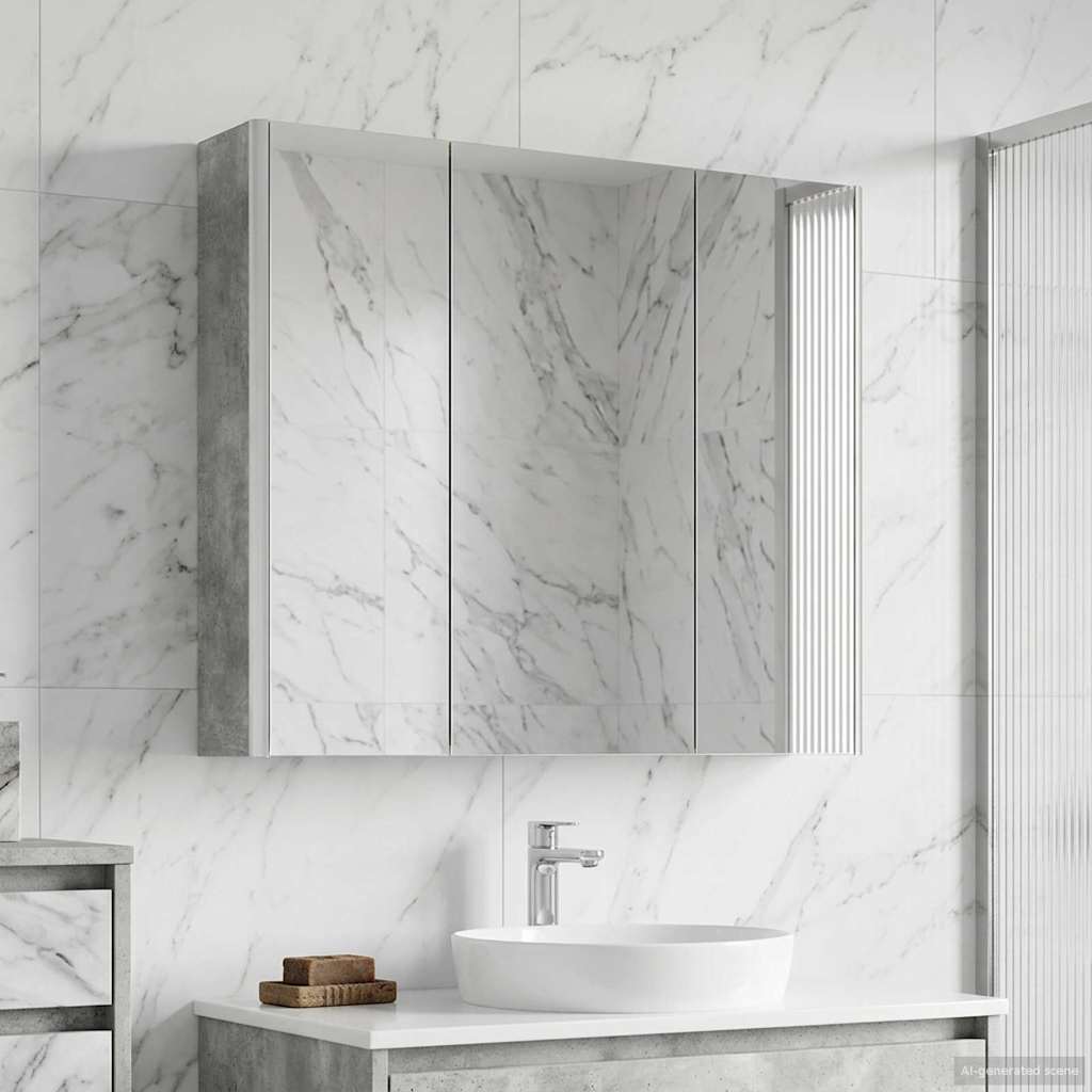 Mobiletto per specchio da bagno con lo scaffale Grigio cemento | homemem39