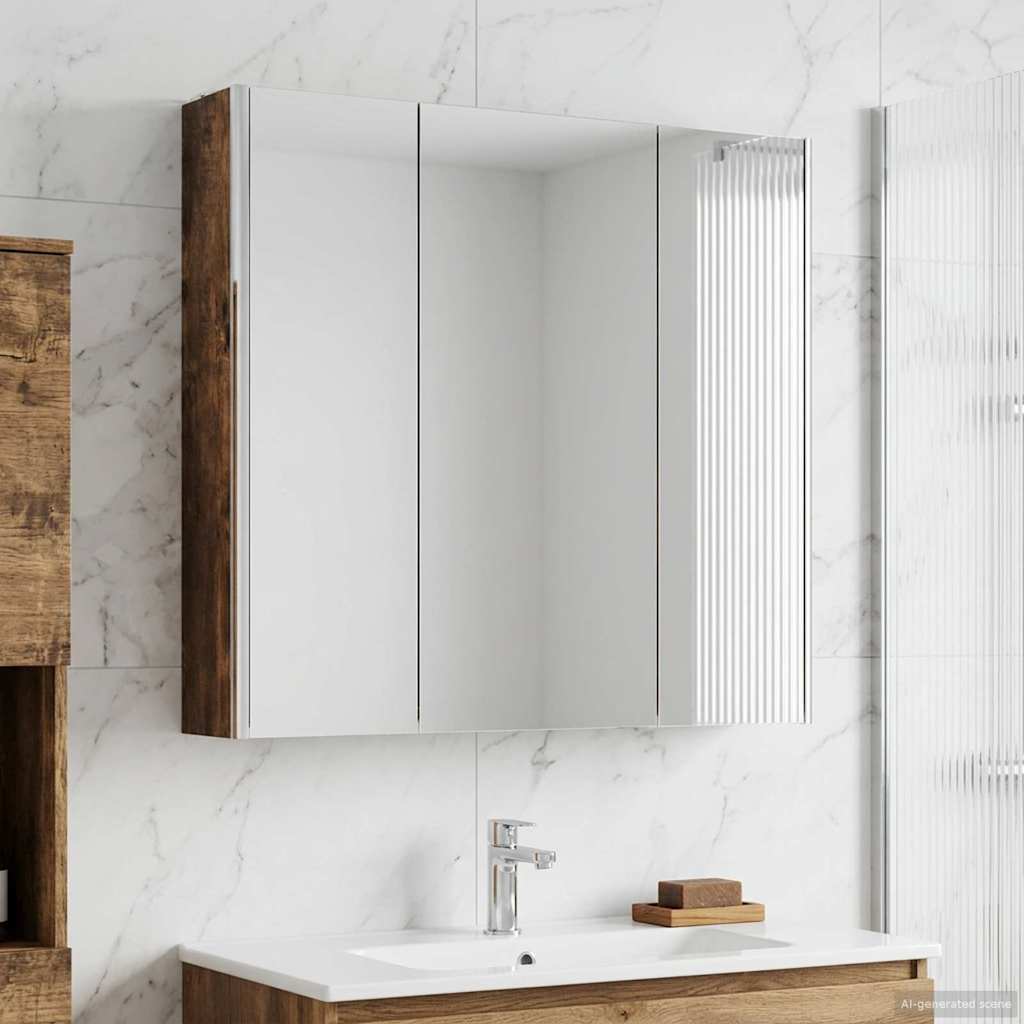 Mobiletto per specchio da bagno Rovere fumé 73.5 x 15.5 x 70 cm