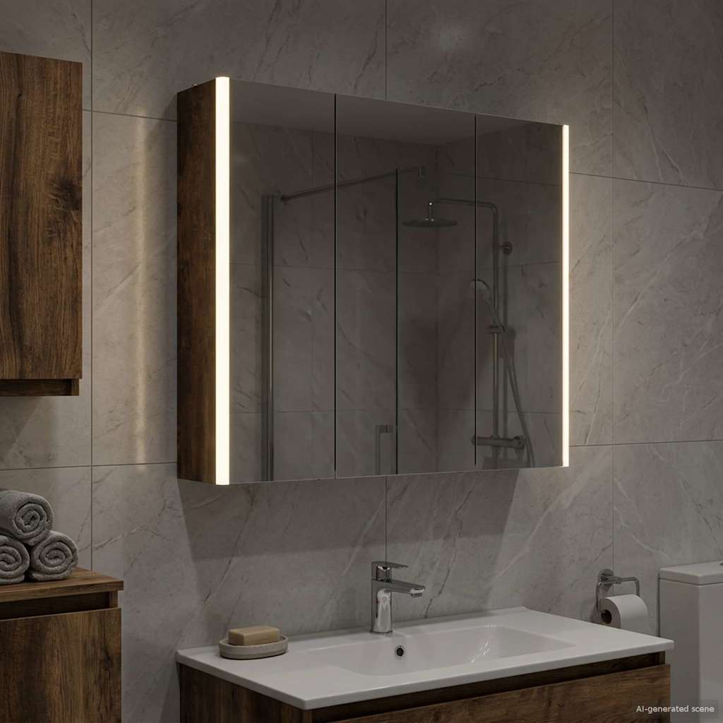 Mobiletto per specchio da bagno Rovere fumé 73.5 x 15.5 x 70 cm