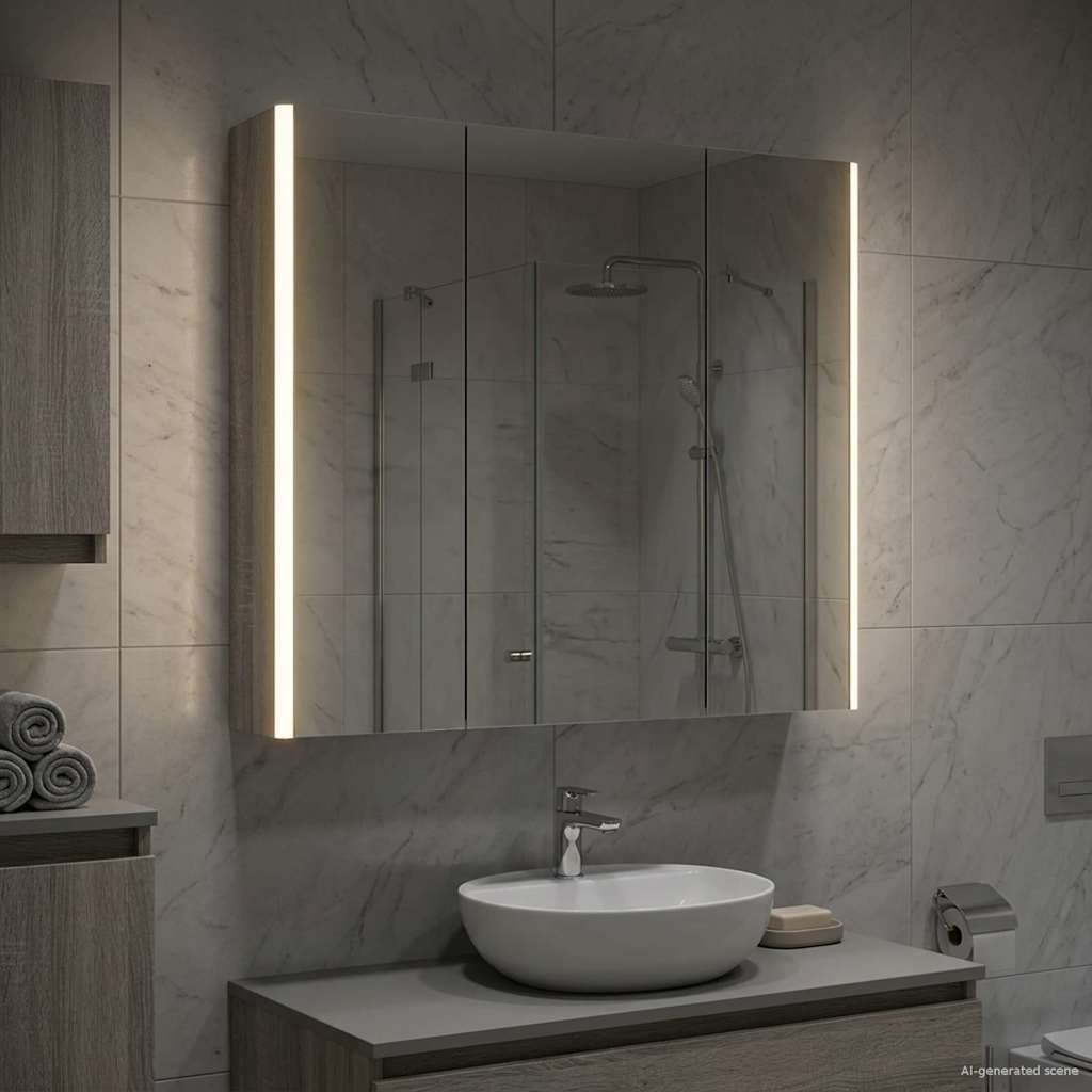 Mobiletto per specchio da bagno con lo scaffale Grigio Sonoma