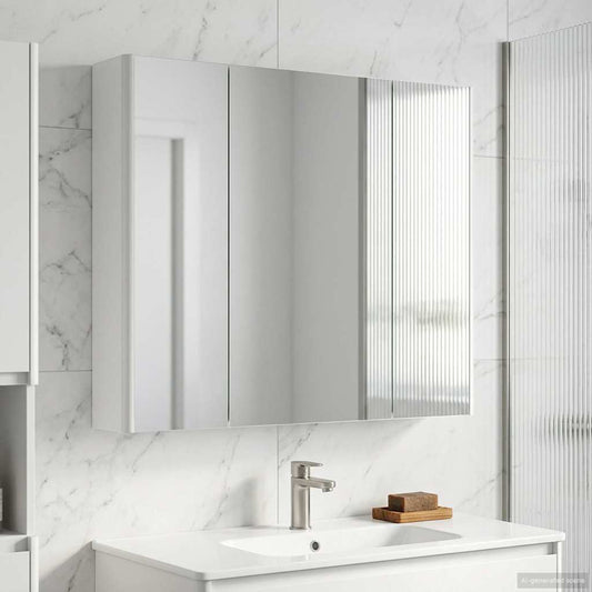 Mobiletto per specchio da bagno Bianco 83,5 x 15,5 x 70 cm