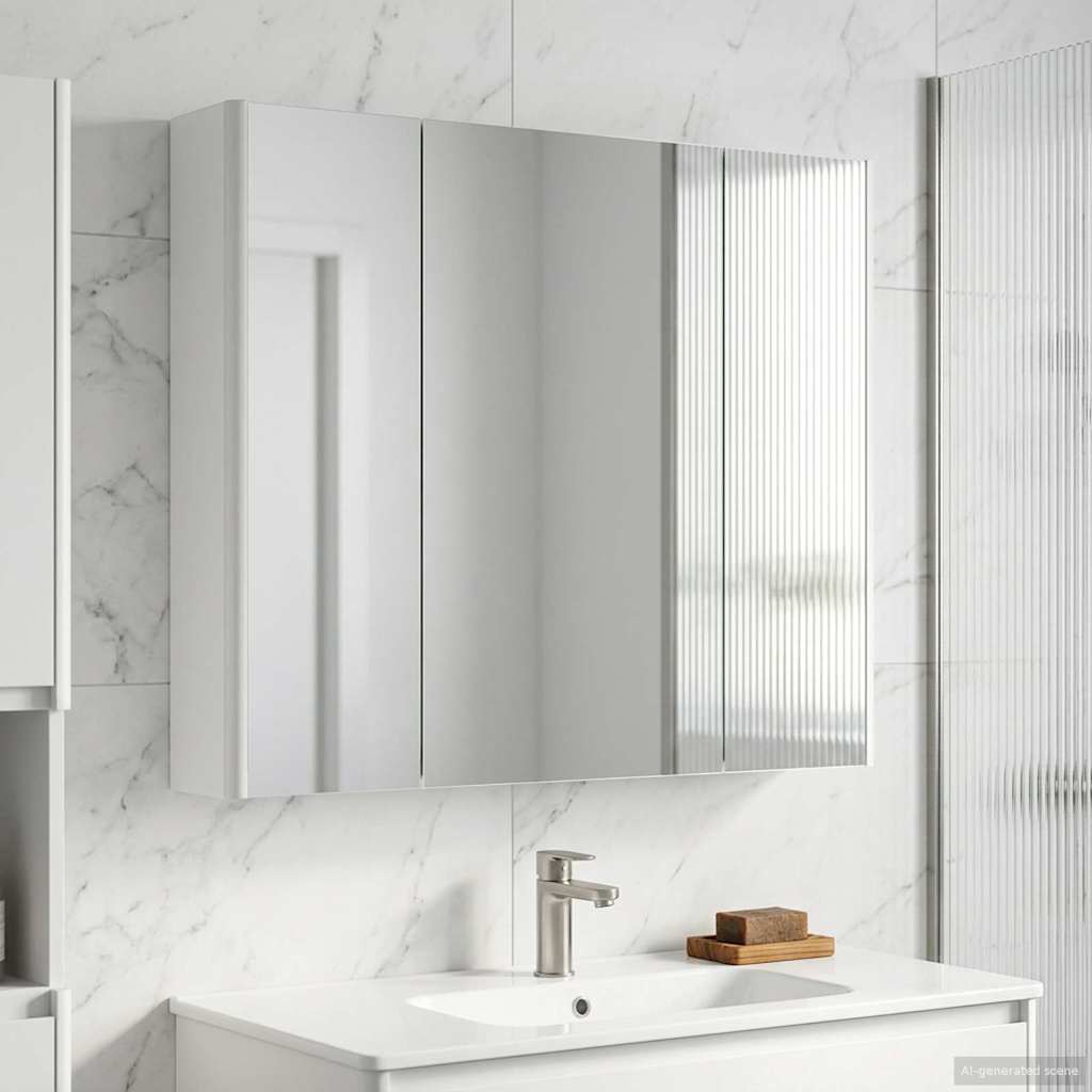 Mobiletto per specchio da bagno Bianco 83,5 x 15,5 x 70 cm