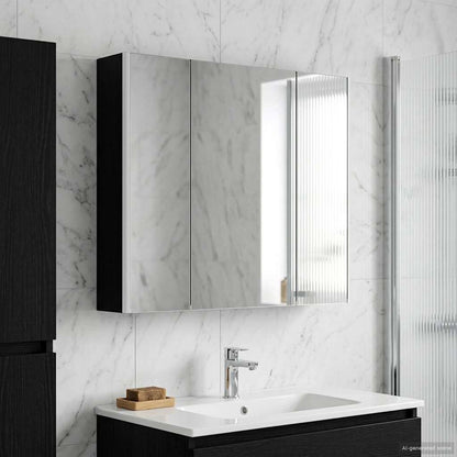 Mobiletto per specchio da bagno Rovere Nero 83,5 x 15,5 x 70 cm | homemem39