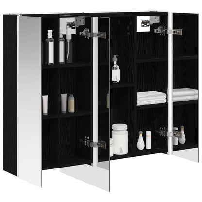 Mobiletto per specchio da bagno Rovere Nero 83,5 x 15,5 x 70 cm