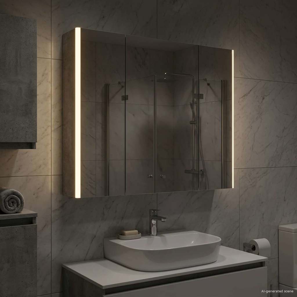 Mobiletto per specchio da bagno Grigio cemento