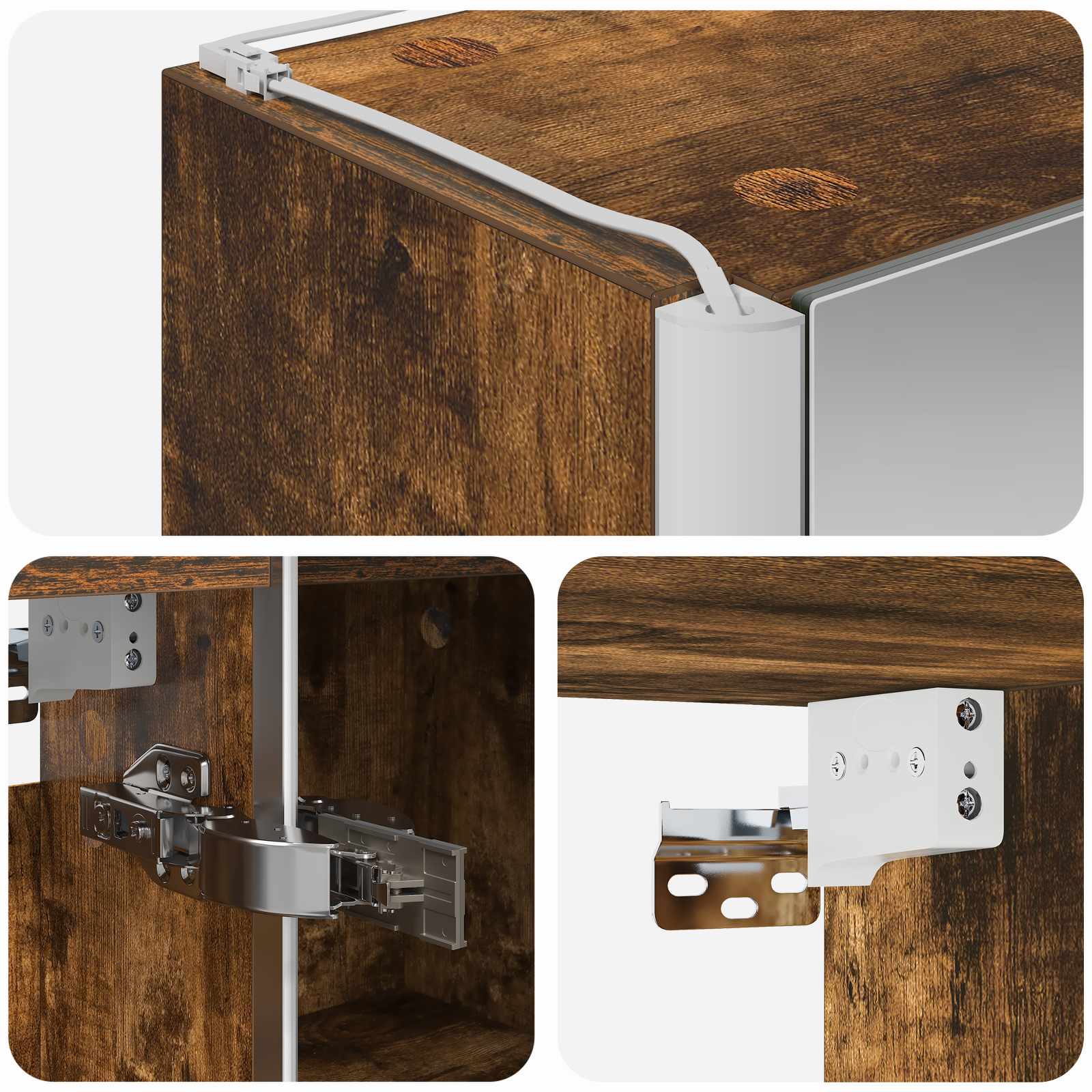 Mobiletto per specchio da bagno Rovere fumé 83,5 x 15,5 x 70 cm | homemem39