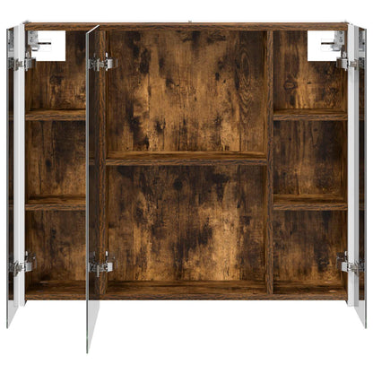 Mobiletto per specchio da bagno Rovere fumé 83,5 x 15,5 x 70 cm
