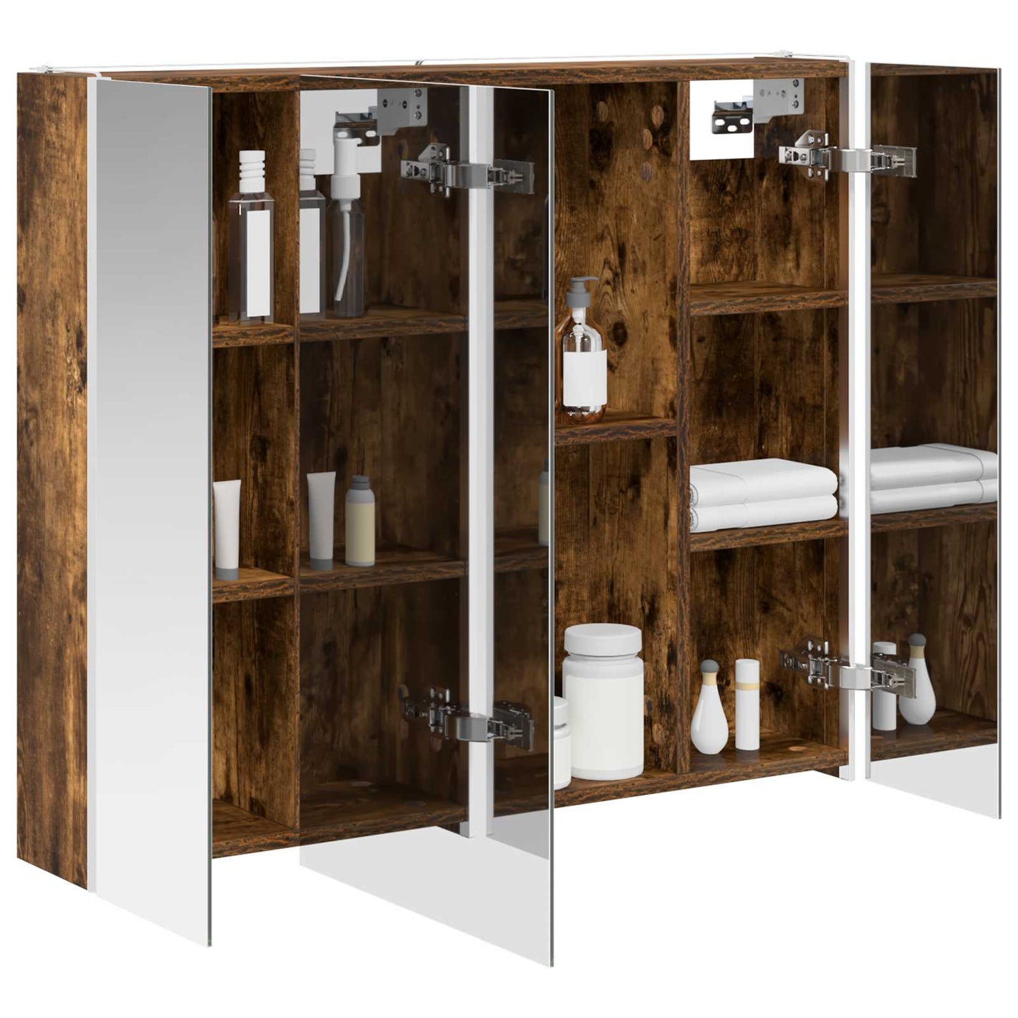 Mobiletto per specchio da bagno Rovere fumé 83,5 x 15,5 x 70 cm