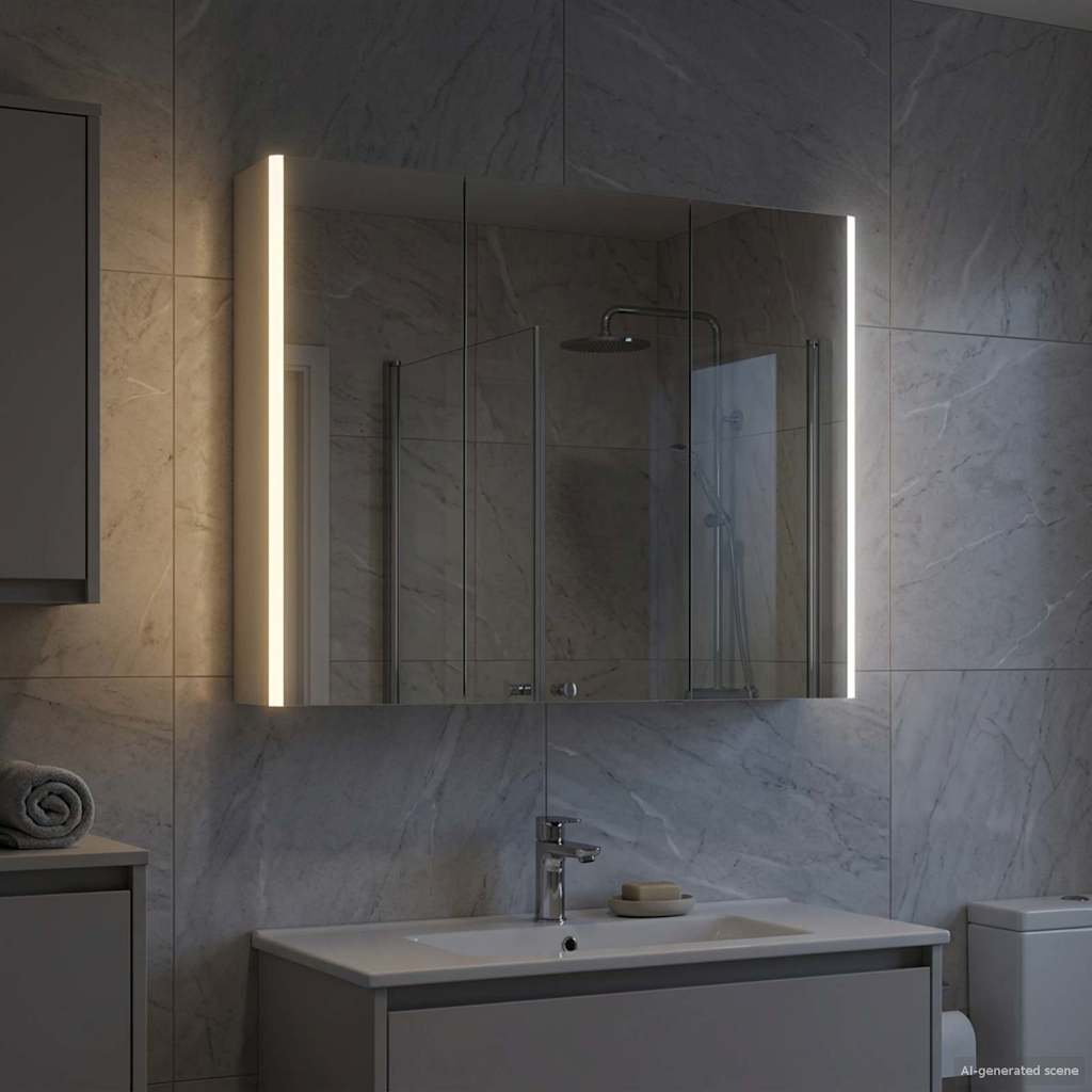 Mobiletto per specchio da bagno Bianco 103,5 x 15,5 x 70 cm | homemem39
