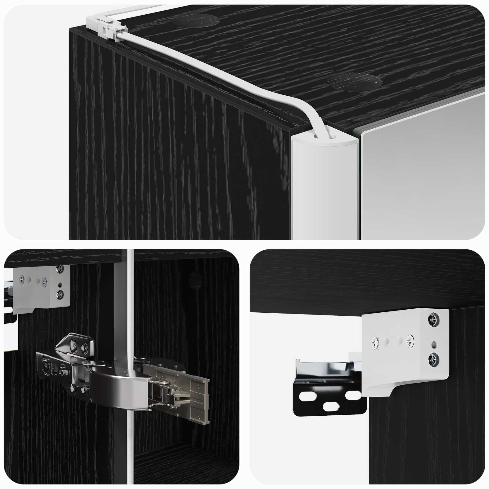 Mobiletto per specchio da bagno Rovere Nero | homemem39