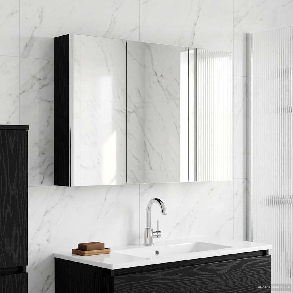 Mobiletto per specchio da bagno Rovere Nero | homemem39