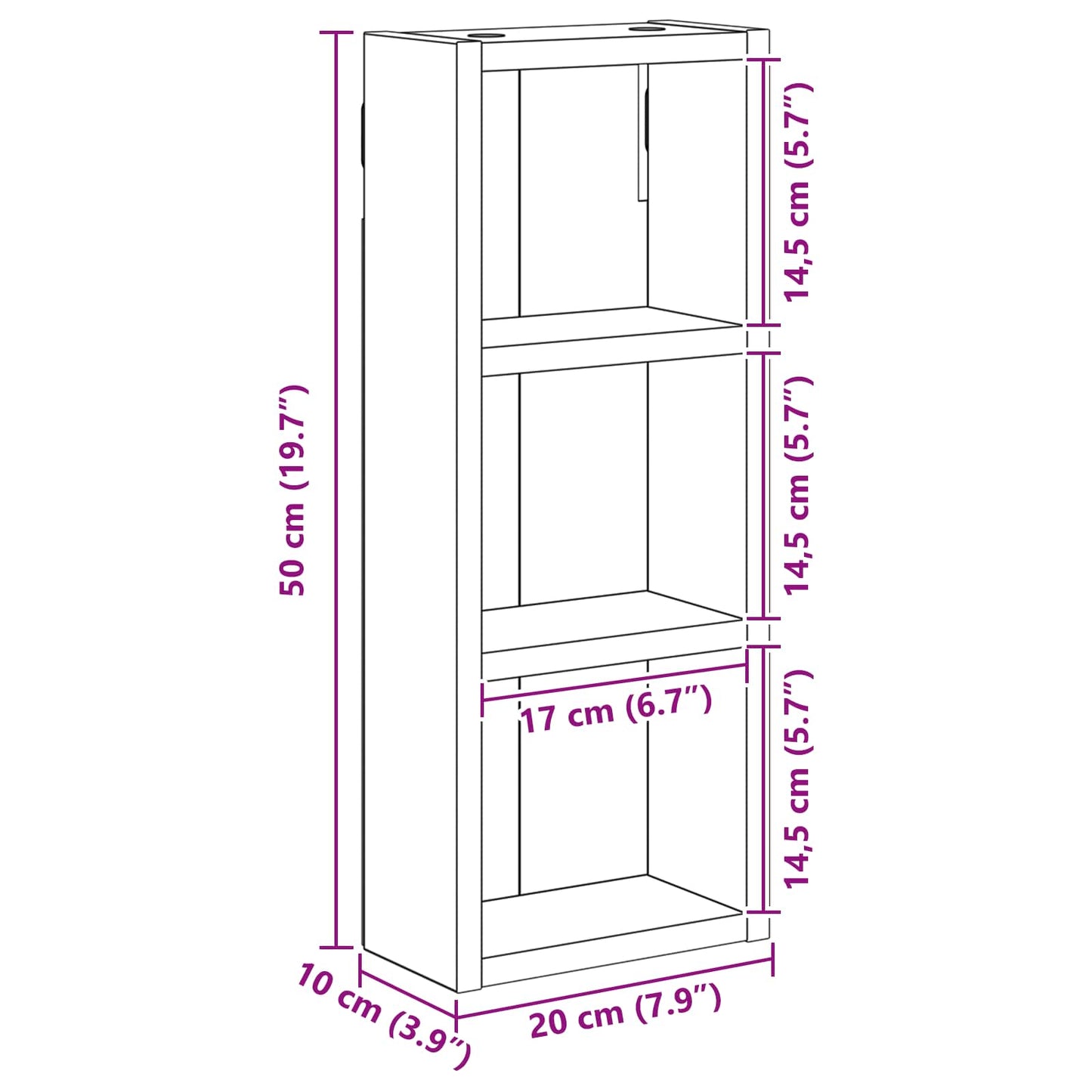 Armadio da bagno a muro Grigio Cemento 20 x 10 x 50 cm | homemem39