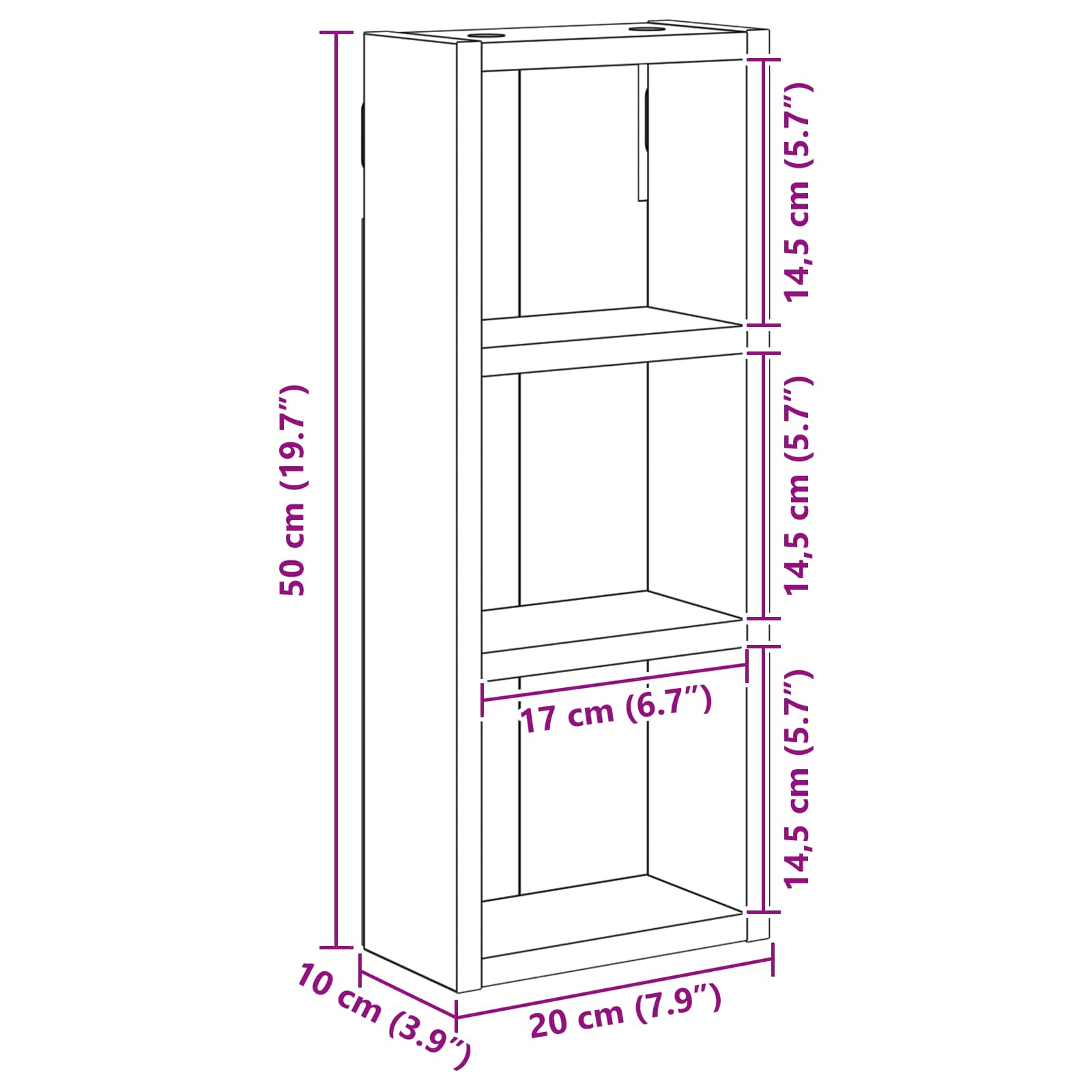 Armadio da bagno a muro Quercia Affumicata 20 x 10 x 50 cm | homemem39