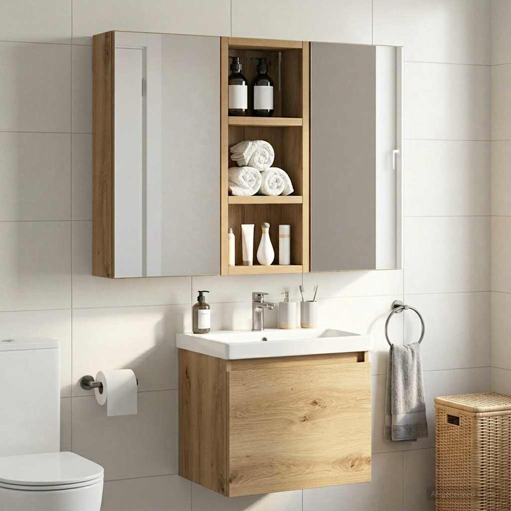 Armadio da bagno a muro Rovere Artigianale 20 x 10 x 50 cm | homemem39