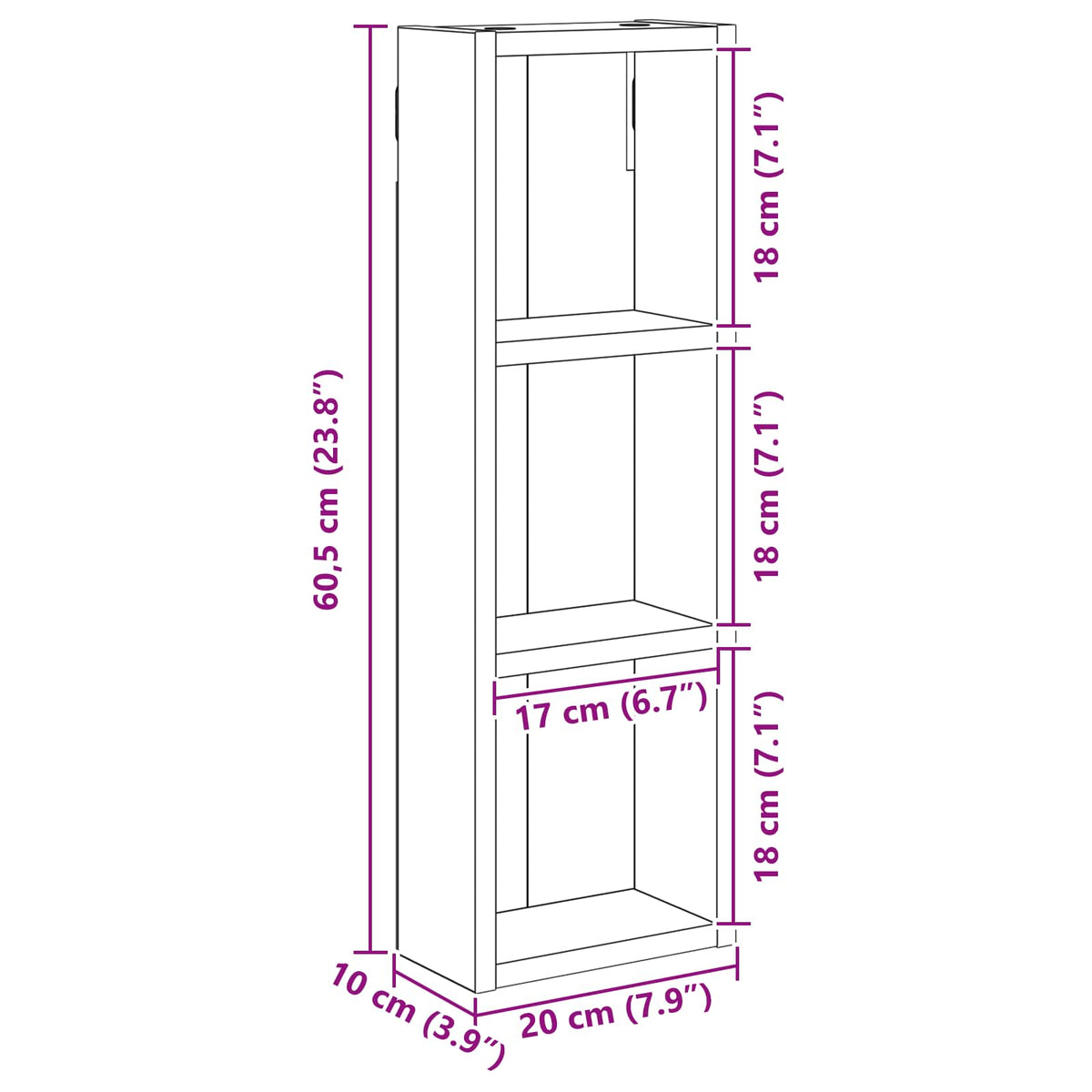 Armadio da bagno a muro Bianco 20 x 10 x 60,5 cm | homemem39