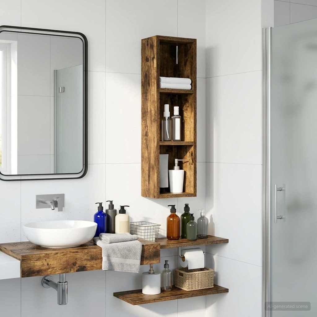 Armadio da bagno a muro Quercia Affumicata 20 x 14 x 70 cm