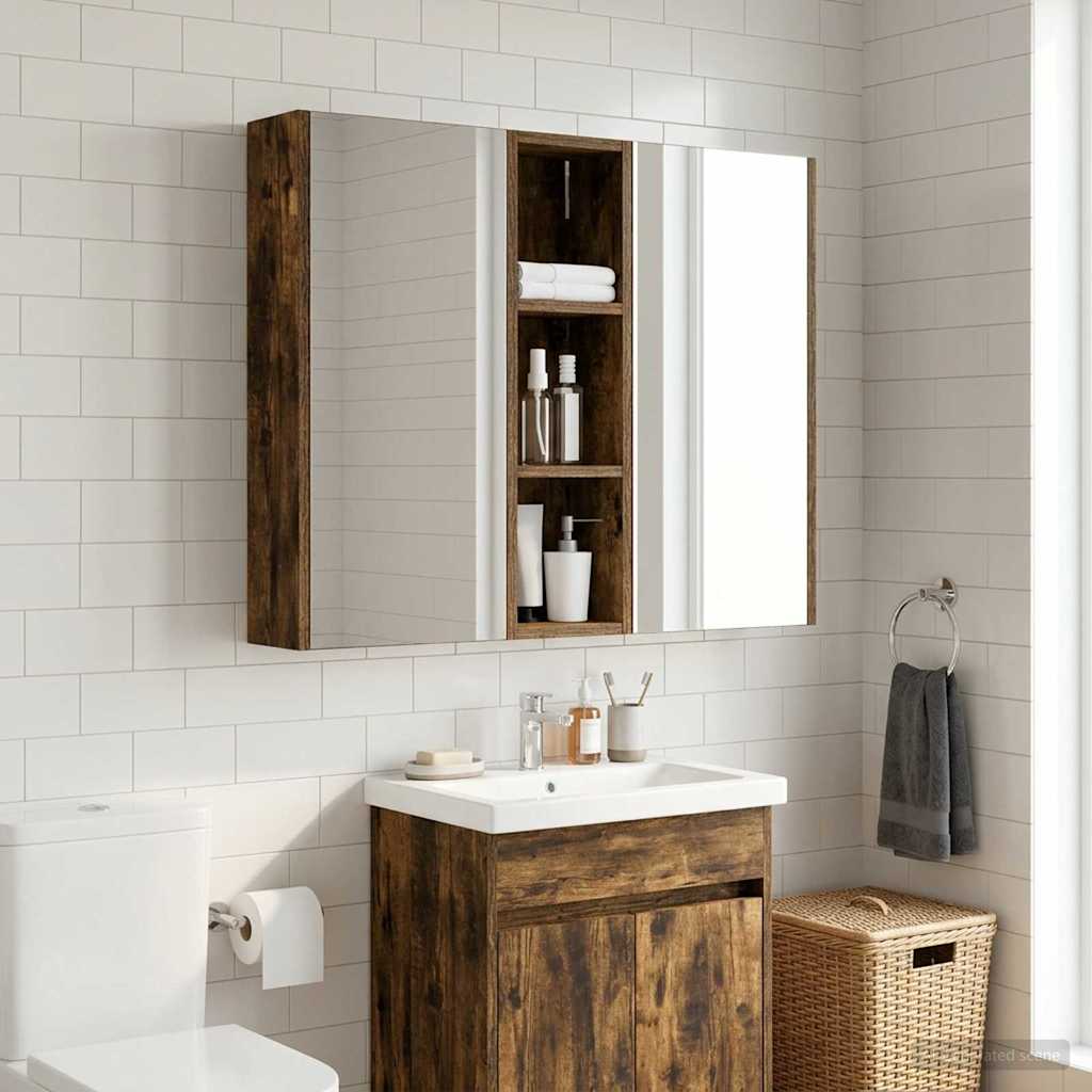 Armadio da bagno a muro Quercia Affumicata 20 x 14 x 70 cm