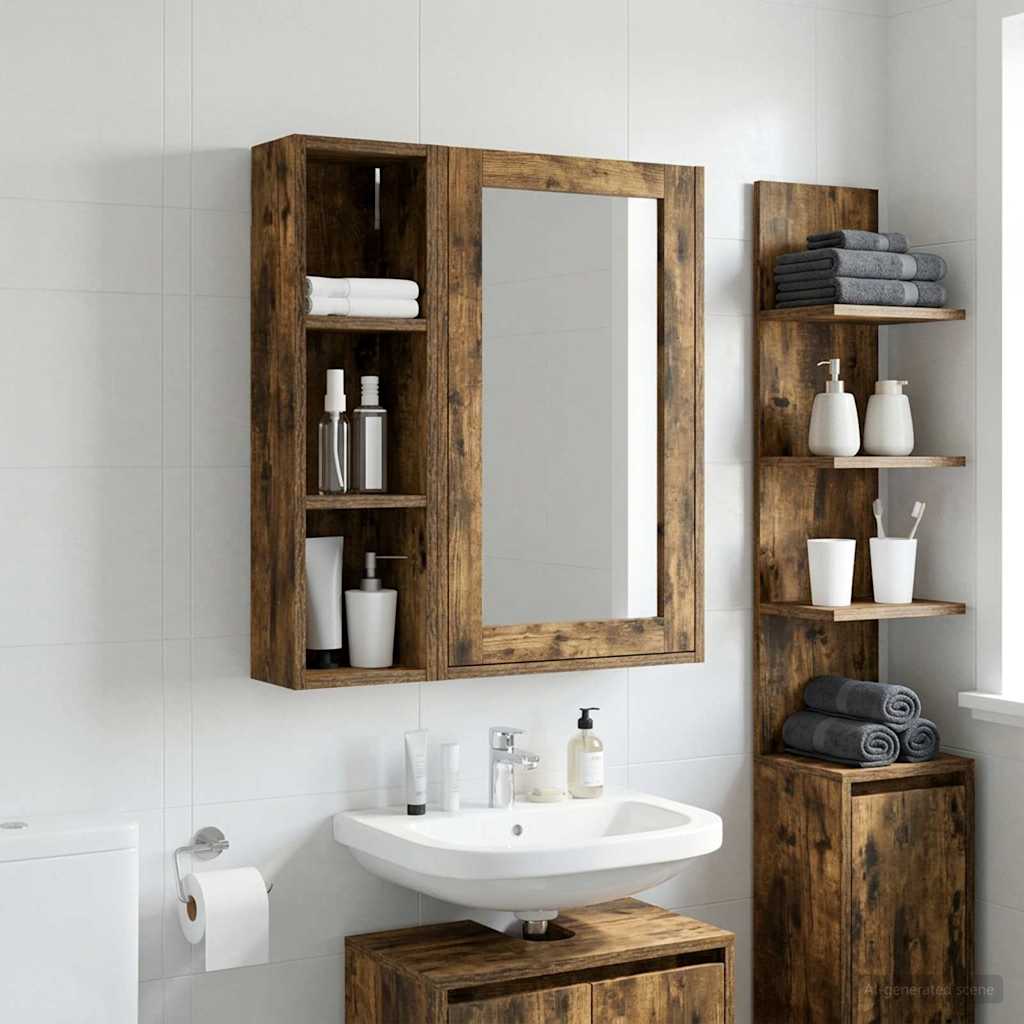 Armadio da bagno a muro Quercia Affumicata 20 x 14 x 70 cm