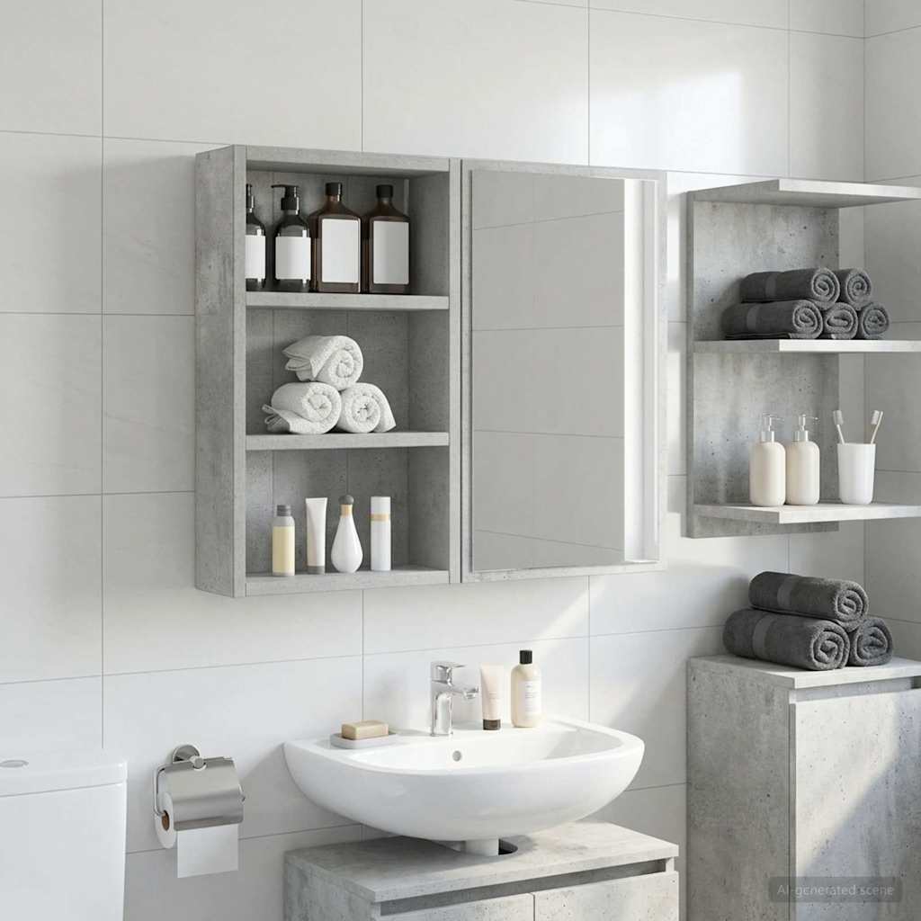 Armadio da bagno a muro Grigio Cemento 30 x 10 x 50 cm