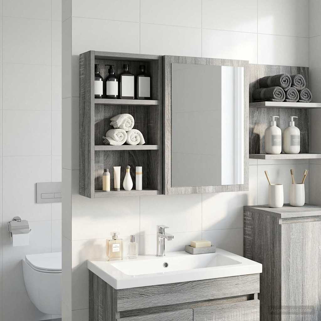 Armadio da bagno a muro Sonoma grigia 30 x 10 x 50 cm | homemem39