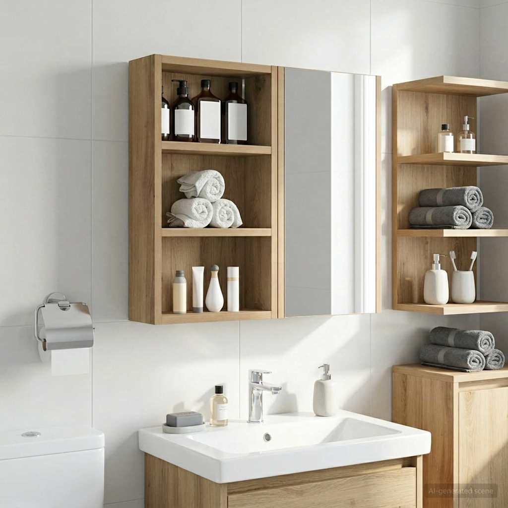 Armadio da bagno a muro Rovere Artigianale 30 x 10 x 50 cm