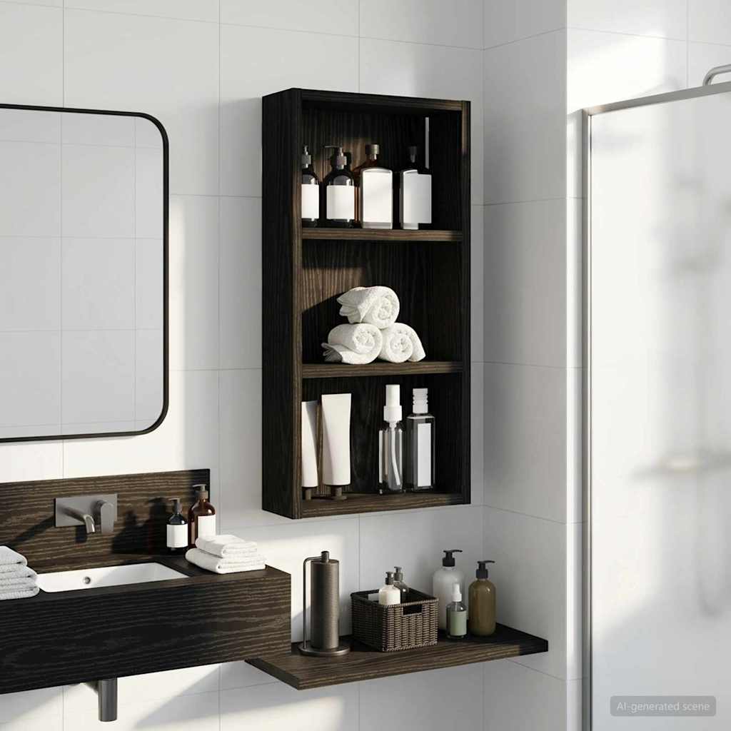Armadio da bagno a muro Rovere Nero 30 x 10 x 60,5 cm