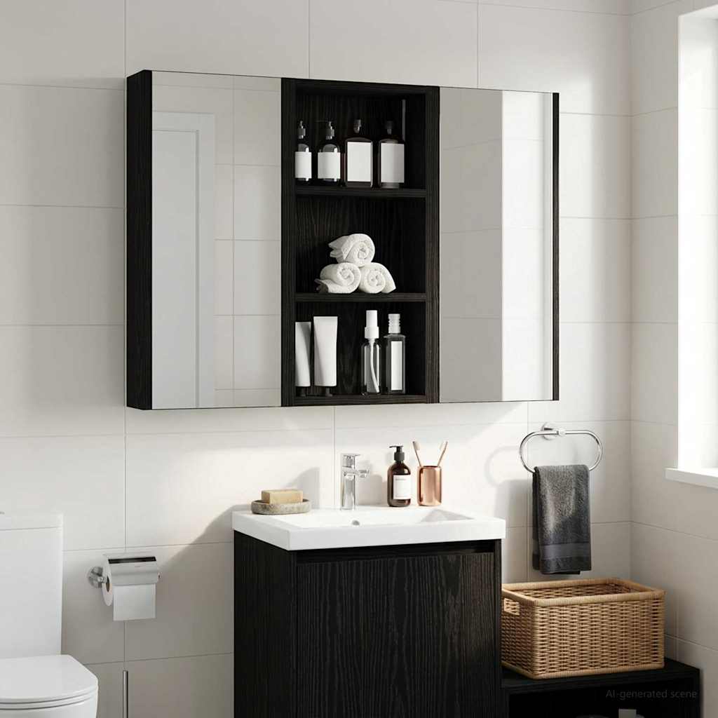Armadio da bagno a muro Rovere Nero 30 x 10 x 60,5 cm | homemem39