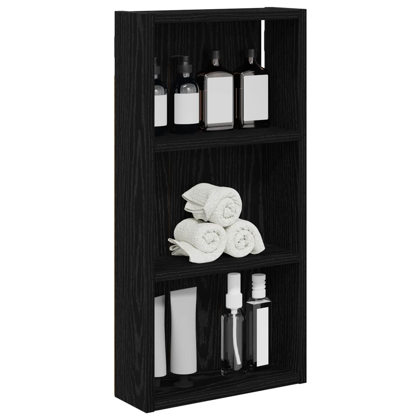 Armadio da bagno a muro Rovere Nero 30 x 10 x 60,5 cm