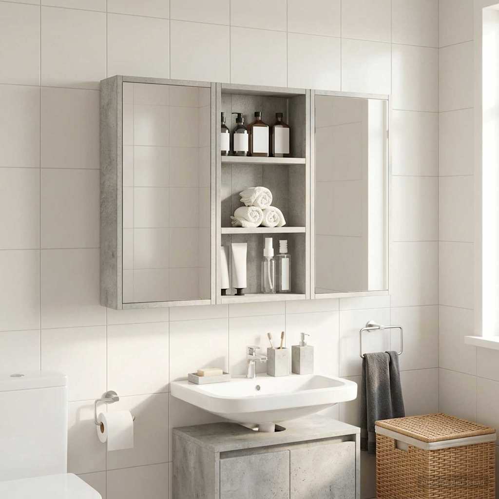 Armadio da bagno a muro Grigio Cemento 30 x 10 x 60,5 cm