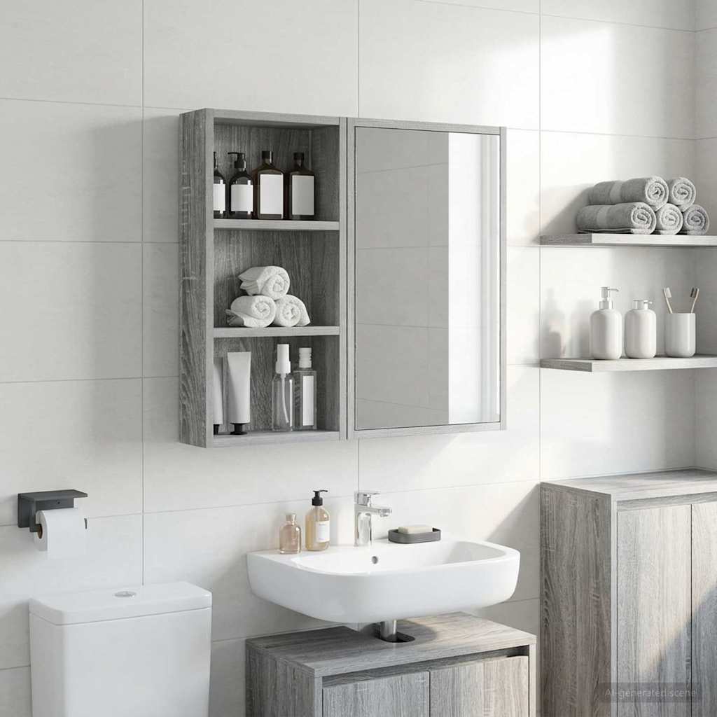 Armadio da bagno a muro Sonoma grigia 30 x 10 x 60,5 cm | homemem39