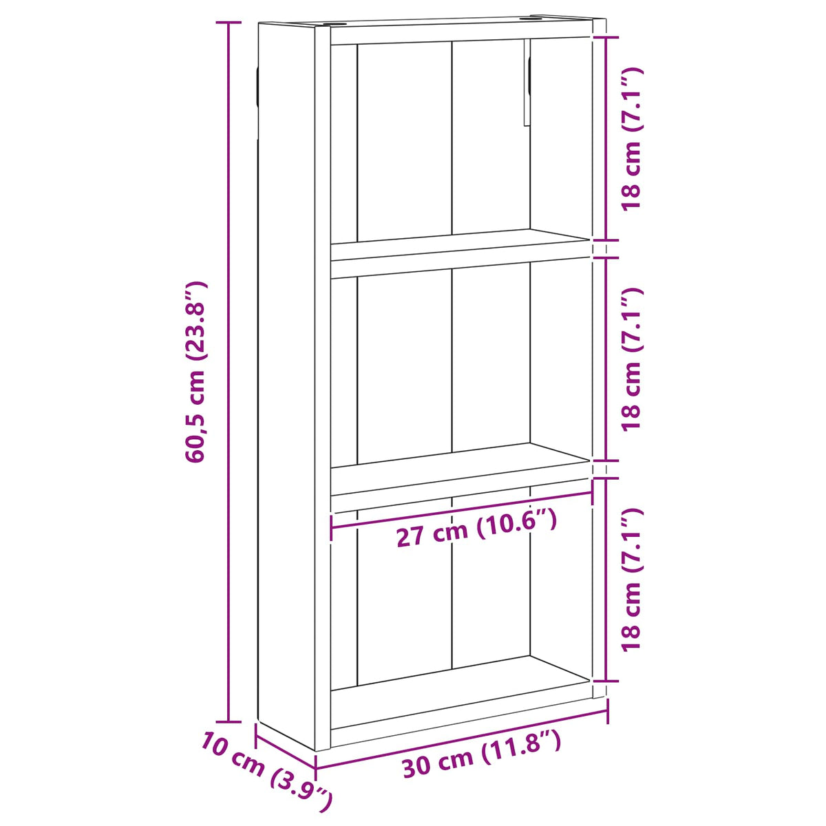 Armadio da bagno a muro Legno vecchio 30 x 10 x 60,5 cm