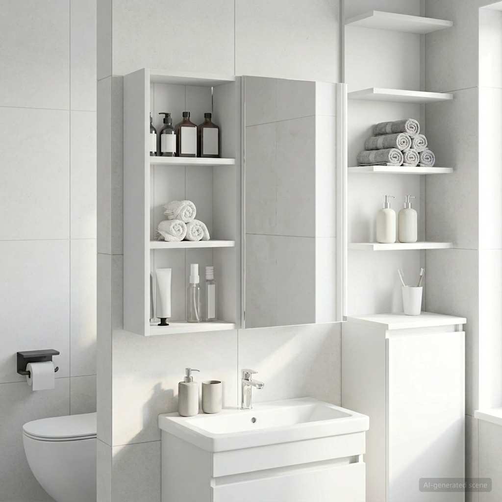 Armadio da bagno a muro con lo scaffale Bianco 30 x 14 x 70 cm | homemem39