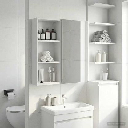 Armadio da bagno a muro con lo scaffale Bianco 30 x 14 x 70 cm | homemem39