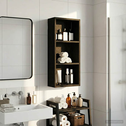 Armadio da bagno a muro Rovere Nero 30 x 14 x 70 cm
