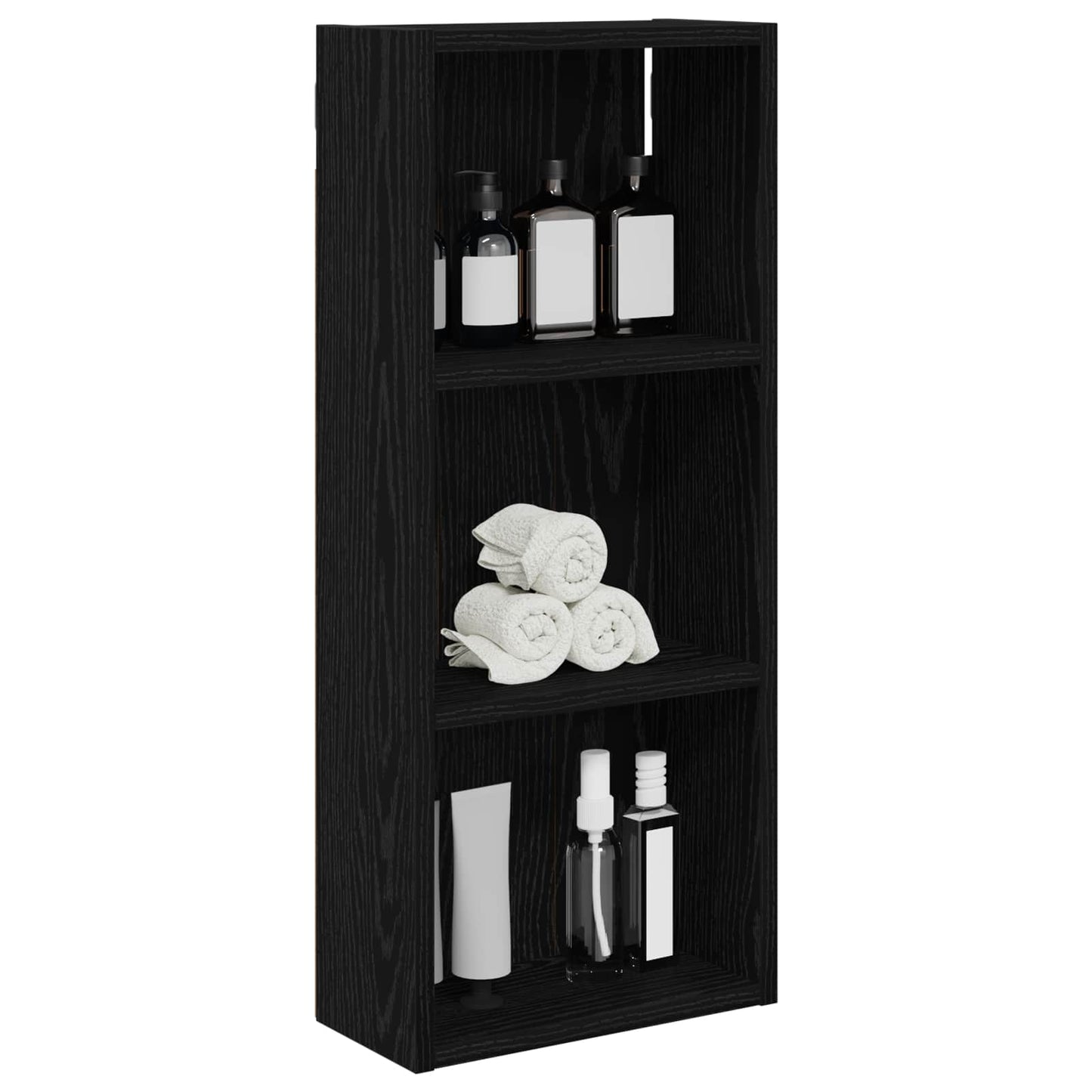 Armadio da bagno a muro Rovere Nero 30 x 14 x 70 cm