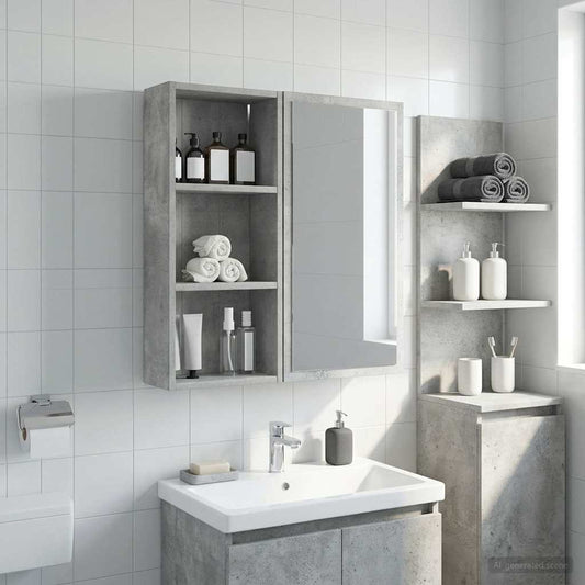 Armadio da bagno a muro Grigio Cemento 30 x 14 x 70 cm