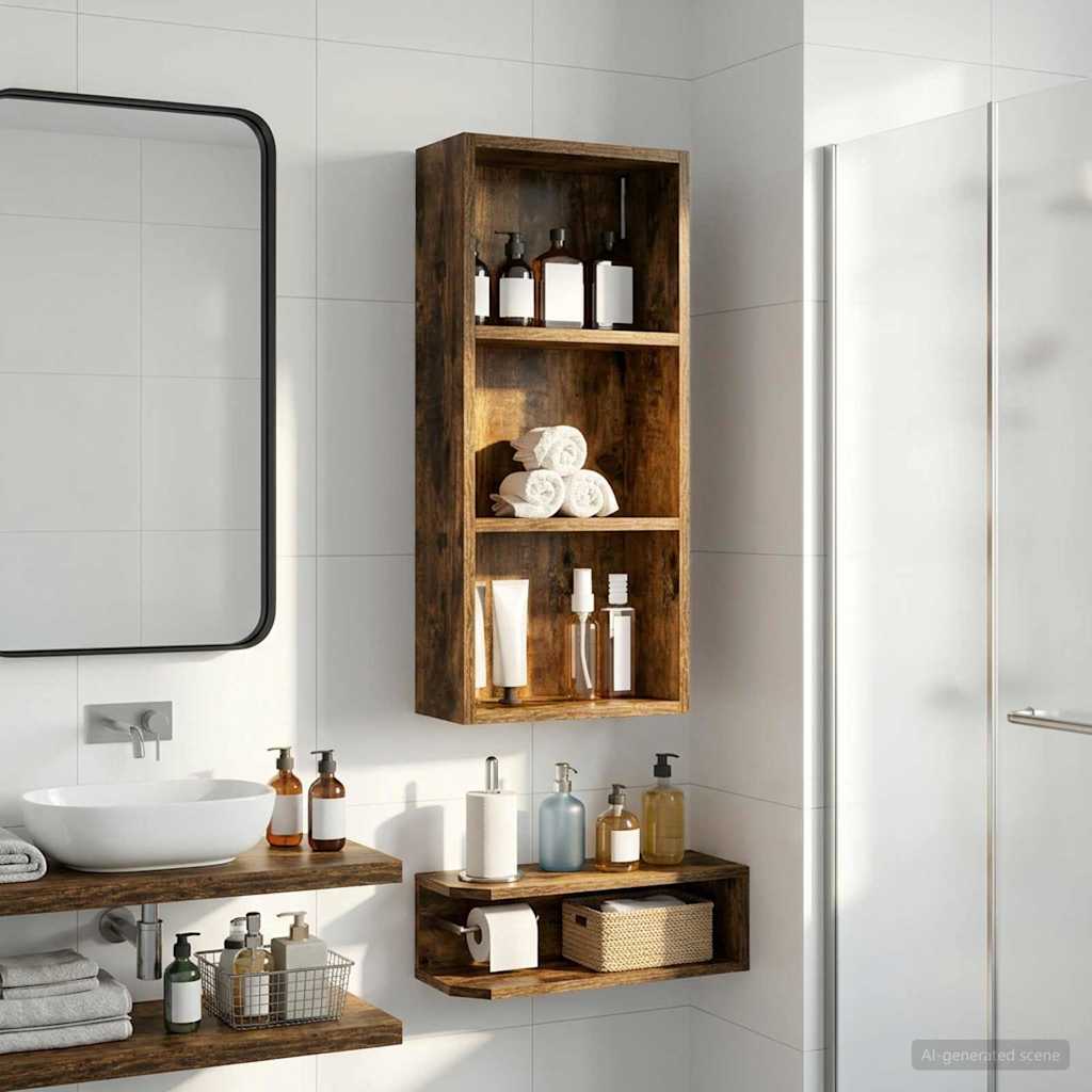 Armadio da bagno a muro Quercia Affumicata 30 x 14 x 70 cm | homemem39