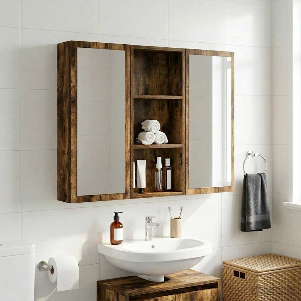 Armadio da bagno a muro Quercia Affumicata 30 x 14 x 70 cm | homemem39