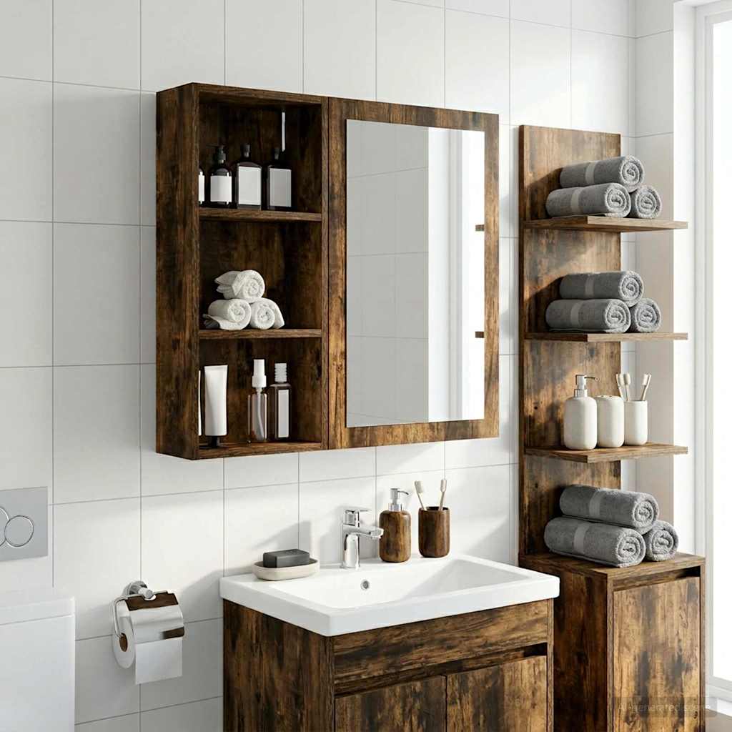 Armadio da bagno a muro Quercia Affumicata 30 x 14 x 70 cm | homemem39