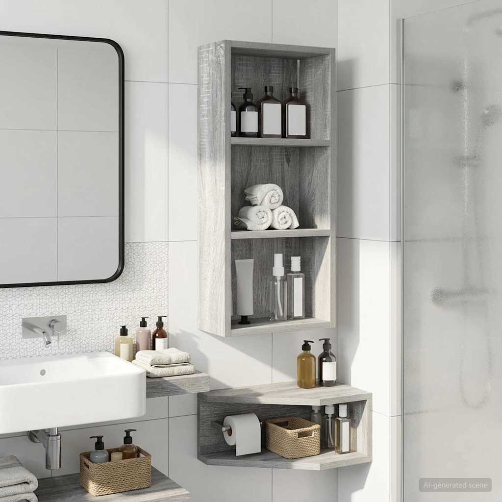 Armadio da bagno a muro Sonoma grigia 30 x 14 x 70 cm | homemem39