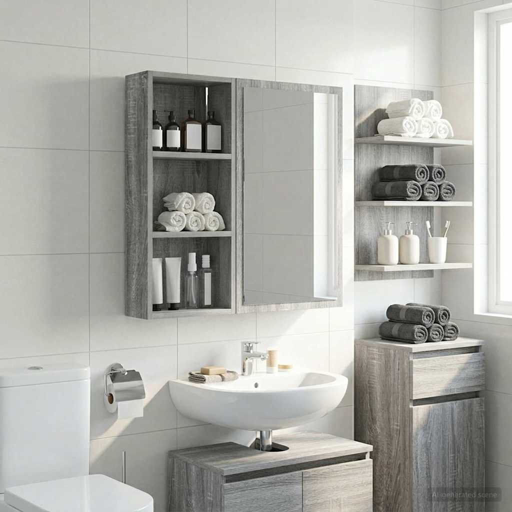 Armadio da bagno a muro Sonoma grigia 30 x 14 x 70 cm | homemem39