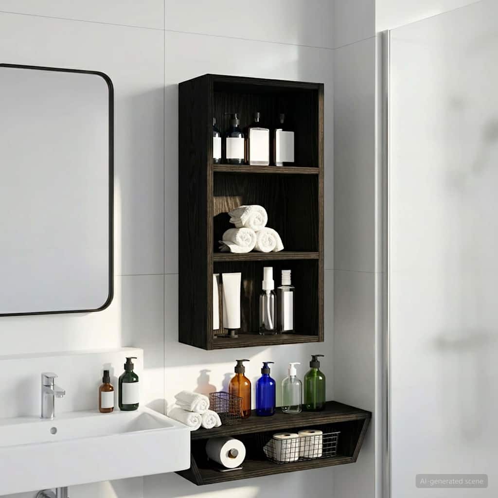 Armadio da bagno a muro Rovere Nero 30 x 16 x 62,5 cm | homemem39