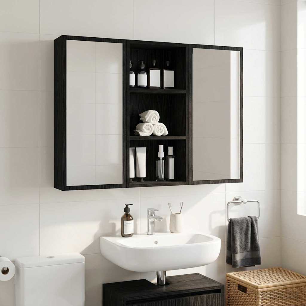 Armadio da bagno a muro Rovere Nero 30 x 16 x 62,5 cm | homemem39