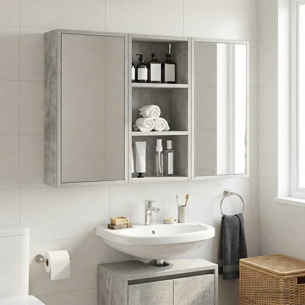 Armadio da bagno a muro Grigio Cemento 30 x 16 x 62,5 cm | homemem39