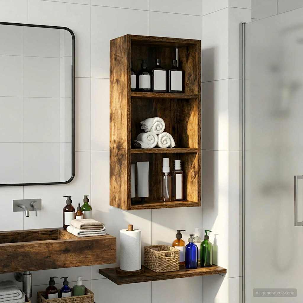 Armadio da bagno a muro Quercia Affumicata 30 x 16 x 62,5 cm | homemem39