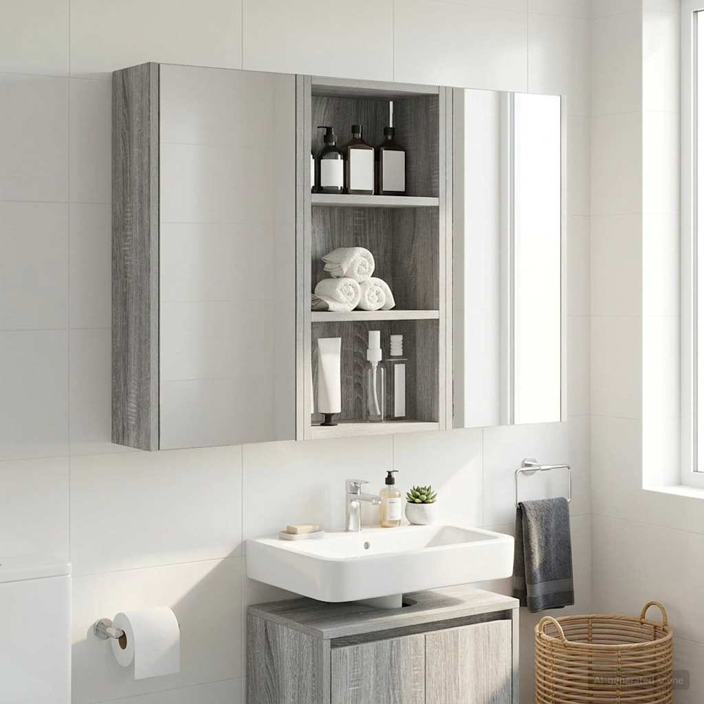 Armadio da bagno a muro Sonoma grigia 30 x 16 x 62,5 cm | homemem39